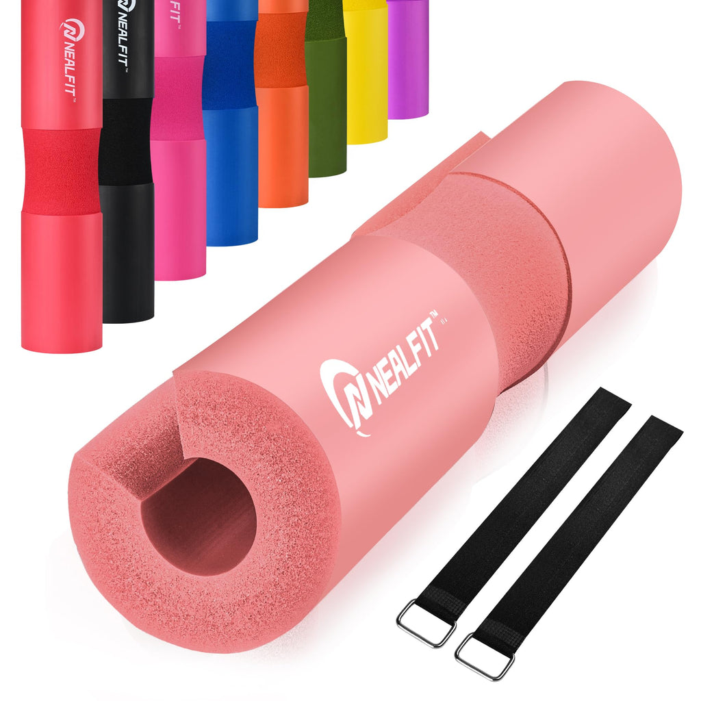 NEALFIT Barbell Pad Squat Pad for Squats���Squat Bar Pad���Great for Weightlifting,Lunges and Hip Thrusts���Foam Sponge Pad���Fit Standard and Olympic Bars Perfectly (Light Pink)