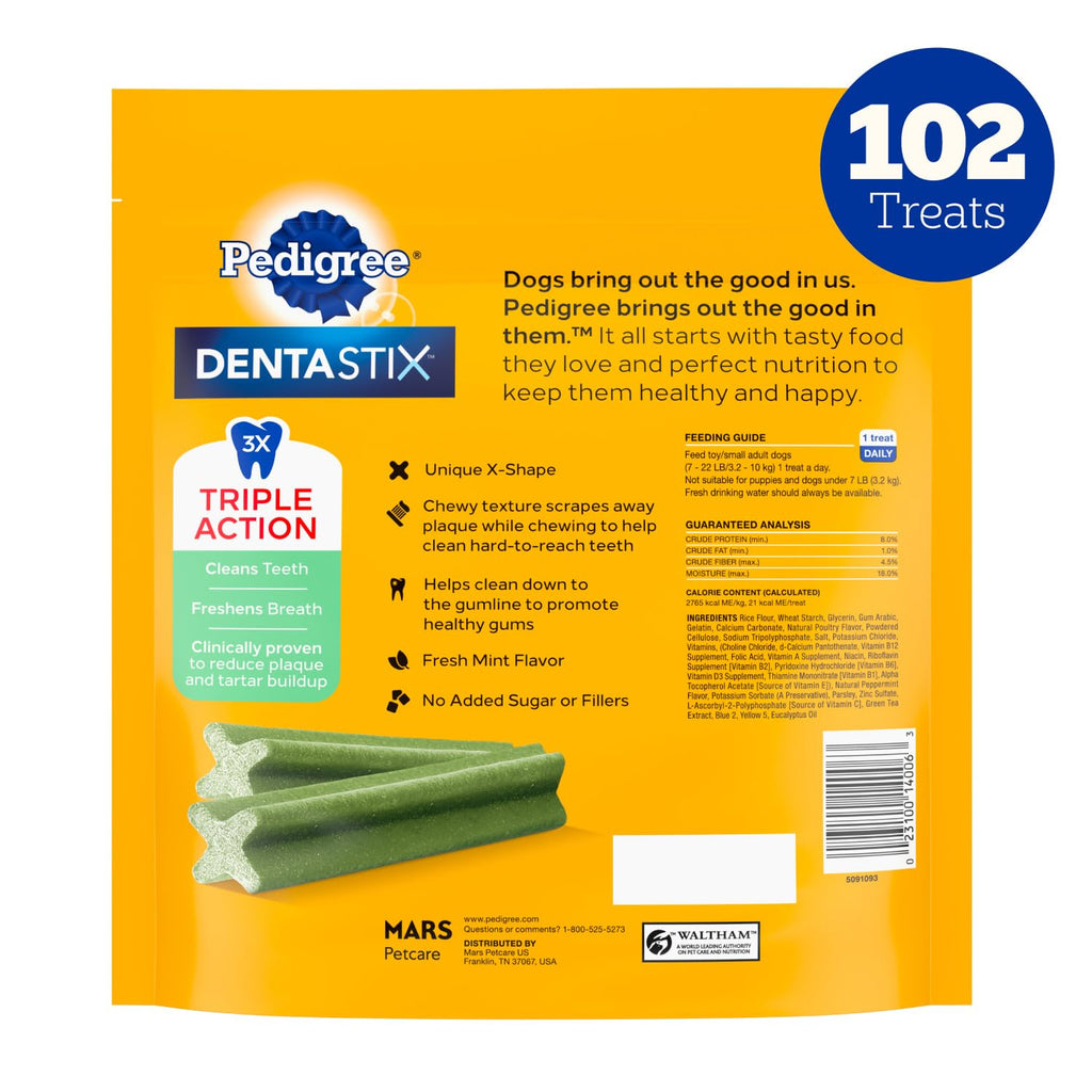 Pedigree Dentastix Small & Toy Breed Dental Dog Treats, Fresh, 102 Count