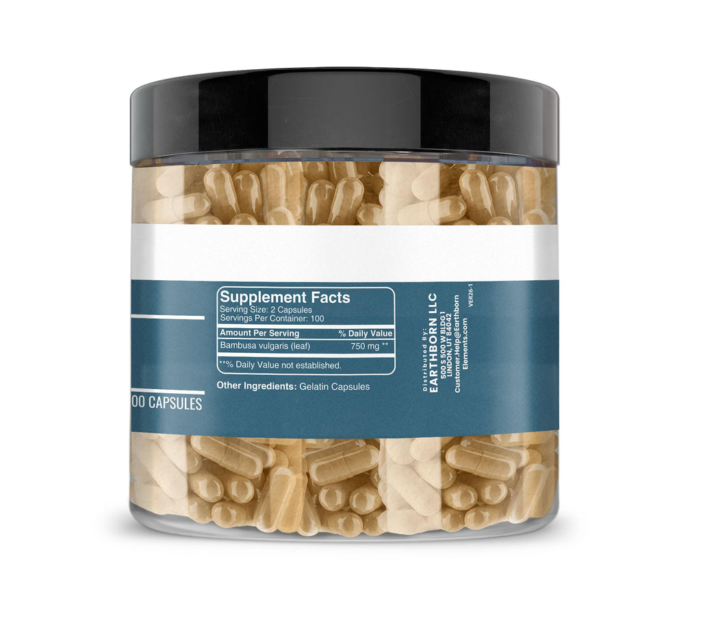 Earthborn Elements Bamboo 200 Capsules, Pure & Undiluted, No Additives