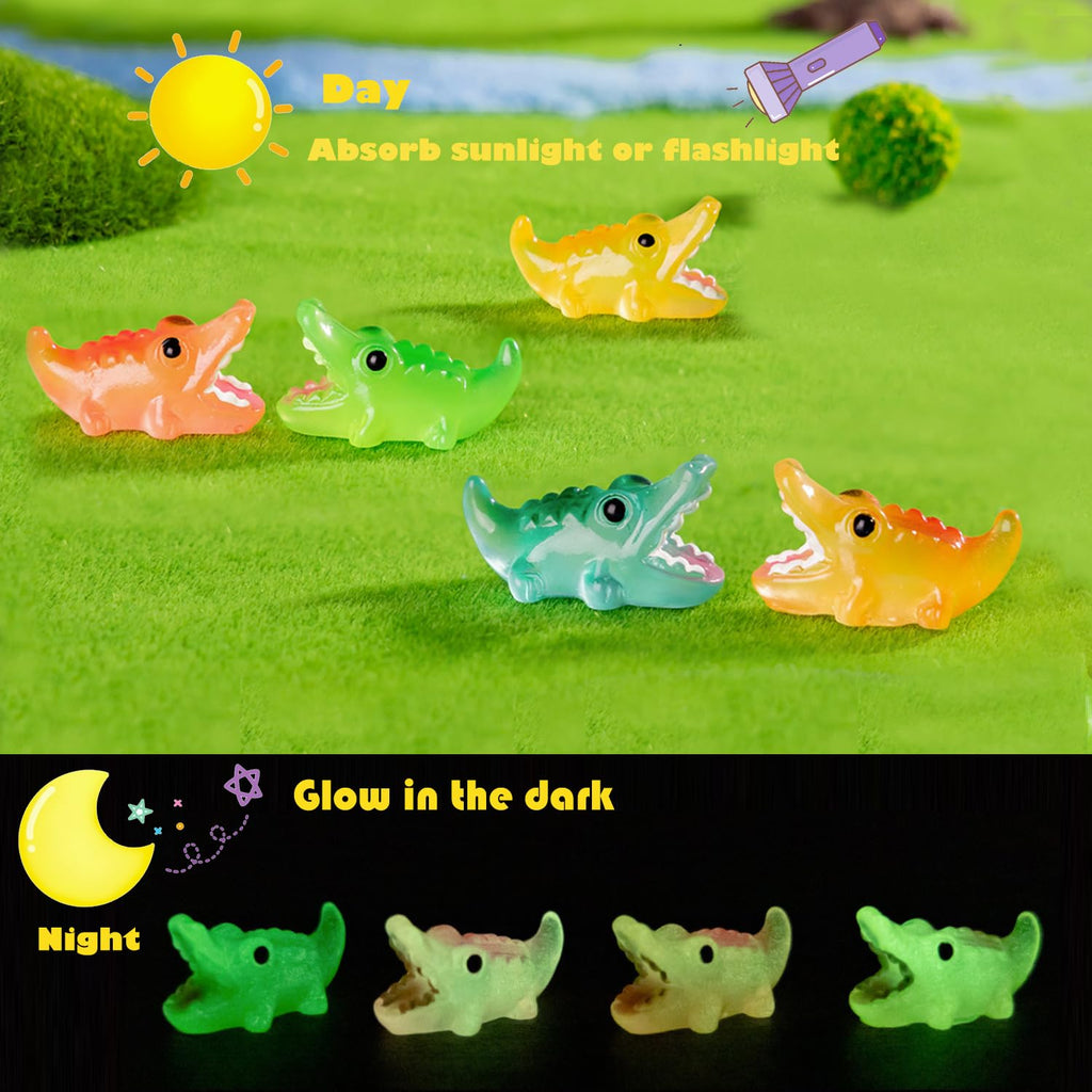 U-Zimikee 150 Pcs Luminous Mini Resin Animals Miniature Animals Figurines Tiny Little Animals Glow in Dark Small Animal Figures to Hide Mini Animals Micro Landscape Ornaments Fairy Garden Accessories