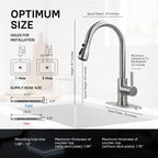 WEWE High-Arc Pull-Down Kitchen Faucet, Brushed Nickel, 3-Mode Sprayer