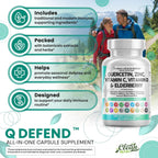 Q Defend Quercetin Supplement with Zinc Vitamin C Vitamin D Elderberry Turmeric Black Pepper Garlic Ginger Sea Moss Lysine Stinging Nettle Reishi Immune Support 60 Capsules Pack of 2 by Clean Nutra