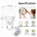 evelor GU24 LED Light Bulbs,60 Watt Equivalent,Soft White 2700K,6-Packs
