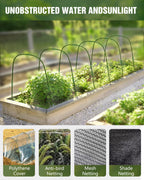 6 Sets Garden Hoops with 10x30 Ft Netting for Raised Beds, 18 Clips