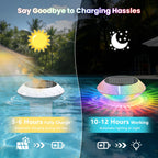 2026 Upgrade Solar Pool Chlorine Floater 3 Inch Tablets(2 Pack), 1800mAh Floating Pool Lights with Remote, 42 Lighting, Timer Function, IP68 Waterproof for Inground/Above Ground Pool, Pool Party, SPA
