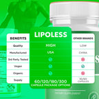 LipoLess Capsules, Official Lipo Less Supplement Pills with All Natural Ingredients, Advanced Formula for Optimal Health & Wellness Support with Premium Vitamins for Active Women & Men (60 Capsules)
