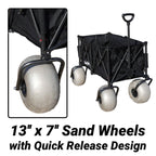 WONDERCAMEL Beach Wagon with 13'' Balloon Wheel, 260L Large Capacity, Compact Folding Design, Collapsible Cart with Big Wheels for Sand, Pump Included