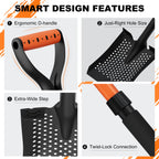 Sand Sifter Shovel for Beach: 42'' Sand Scoop for Metal Detecting with Ergonomic D-Handle - Sifting Shovel Twist-Lock Connection & Extra-Wide Step for Treasure Hunting & Metal Detecting Hobbyists