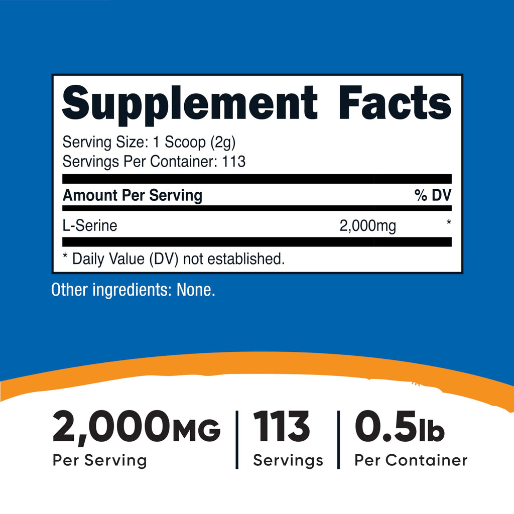 Nutricost L-Serine Powder, 113 Servings (.5LB) - 2,000 MG Per Serving - Non-GMO, Gluten Free