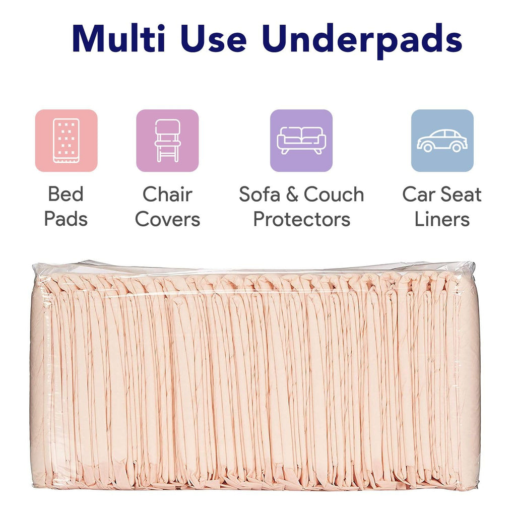 Premium Disposable Chucks Underpads 25 Pack, 30" x 36" - Highly Absorbent Bed Pads for Incontinence and Senior Care - Peach Color - Leak Proof Protection