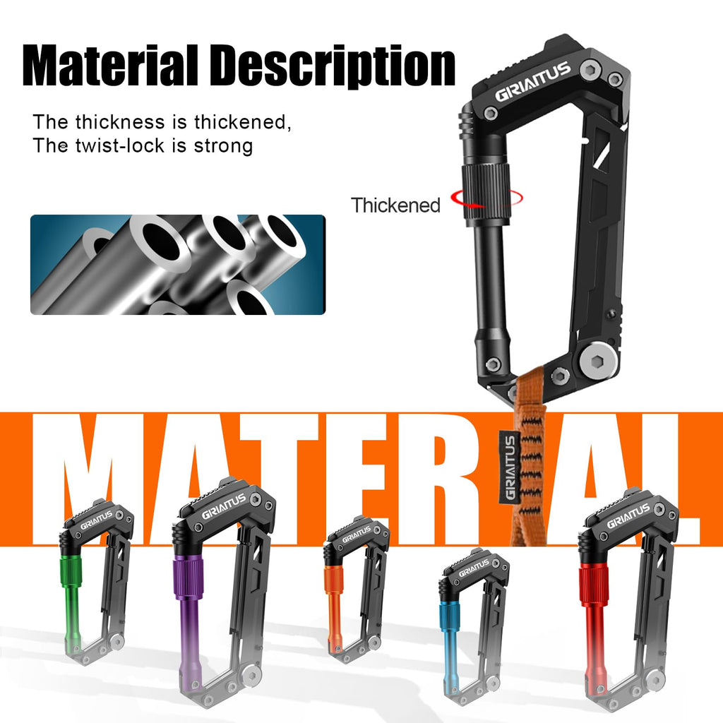 Carabiner Multitool 8-in-1 EDC Carabiners Pocket Knife, Serrated Knife, Rope Cutter, Screwdriver, Can Bottle Opener, Ruler, Survival Gear for Camping Climbing Hiking, Gifts for Men (Black)