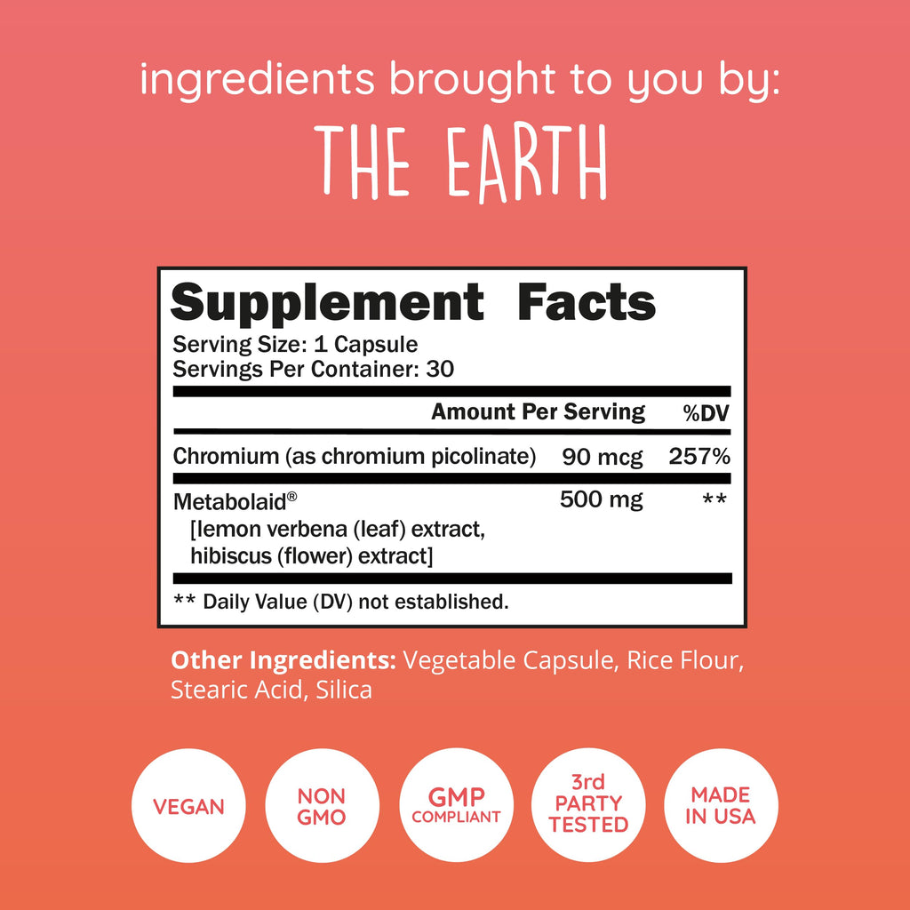 Happy Healthy Hippie GLP-1 Supplement (Metabolaid™ + Chromium) + Appetite Suppressant for Women | Metabolism Booster (AMPK) for Weight | Belly Fat Burner | Hunger & Cravings Control - 30 Vegan Caps