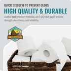 RV Toilet Paper - 12 Pack Septic Safe Toilet Paper 2-Ply Quick Dissolving Camper Tissue Paper Septic Safe to Prevent Clogs - Perfect for Automotive RVs, Septic Tank Systems, Boats, and Camping