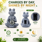 Fashionoda Solar Meditating Yoga Frog Statue 6.8L x 9.65H