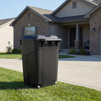 32 Gallon Outdoor Trash Can with Lid, Heavy-Duty Wheeled Garbage Bin for Backyard, Deck or Garage, Black, Can with Attached Snap Lock Lid and Heavy-Duty Handles (32 Gallon)