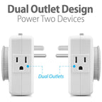 Fosmon Outlet Timers for Electrical Outlets, 24-Hour Dual Plug in Light Timers Programmable Indoor, Heavy Duty Electric Wall Plugs for Reptile, Grow Light, Grounded, 3 Prong/15A/1875W-2 Pack