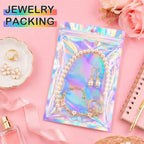 FUNFERY 6.3x9.4 SmellProof Holographic Resealable Bag,Clear Mylar Favor Bag