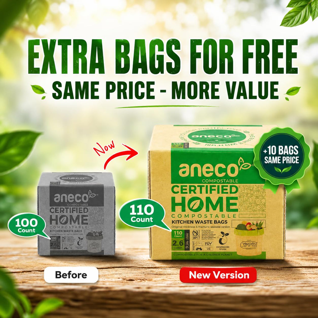 (Include 10 Bonus Bags) ANECO 100% Compostable Waste Bags 2.6 Gallon