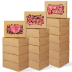 TOMNK 48pcs Cookie Boxes with 3 Style Window,8x6x2.5in Brown Bakery Boxes