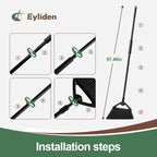 Eyliden Broom, Angle Broom with 57" Long Handle, PET Bristles - Fit Heavy-Duty Cleaning, Also Works Well Fine Dust - Commercial Outdoor Indoor Sweeper for Courtyard Sidewalk Deck Kitchen Lobby, Black