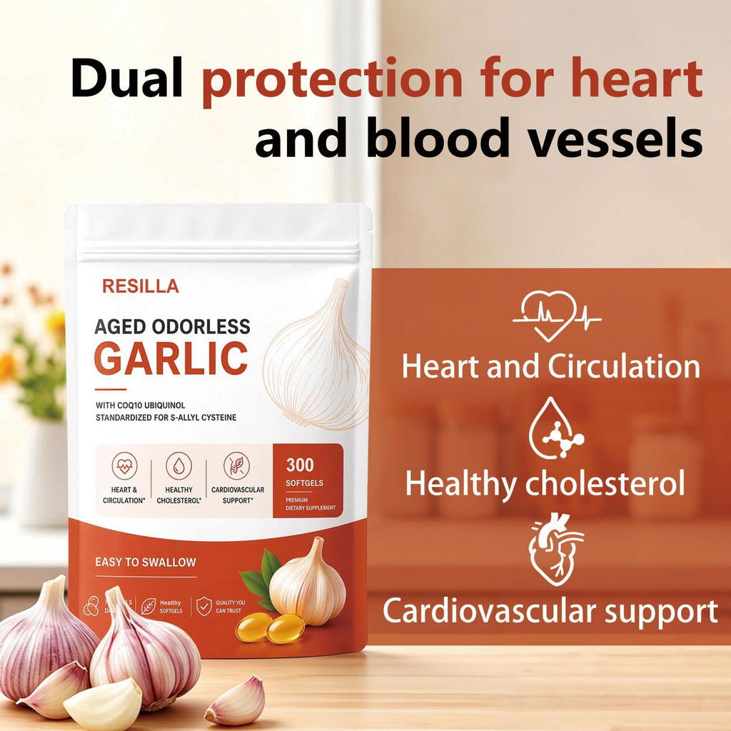 RESILLA Aged Garlic,Aged Odorless Garlic Softgels - 300 Softgels