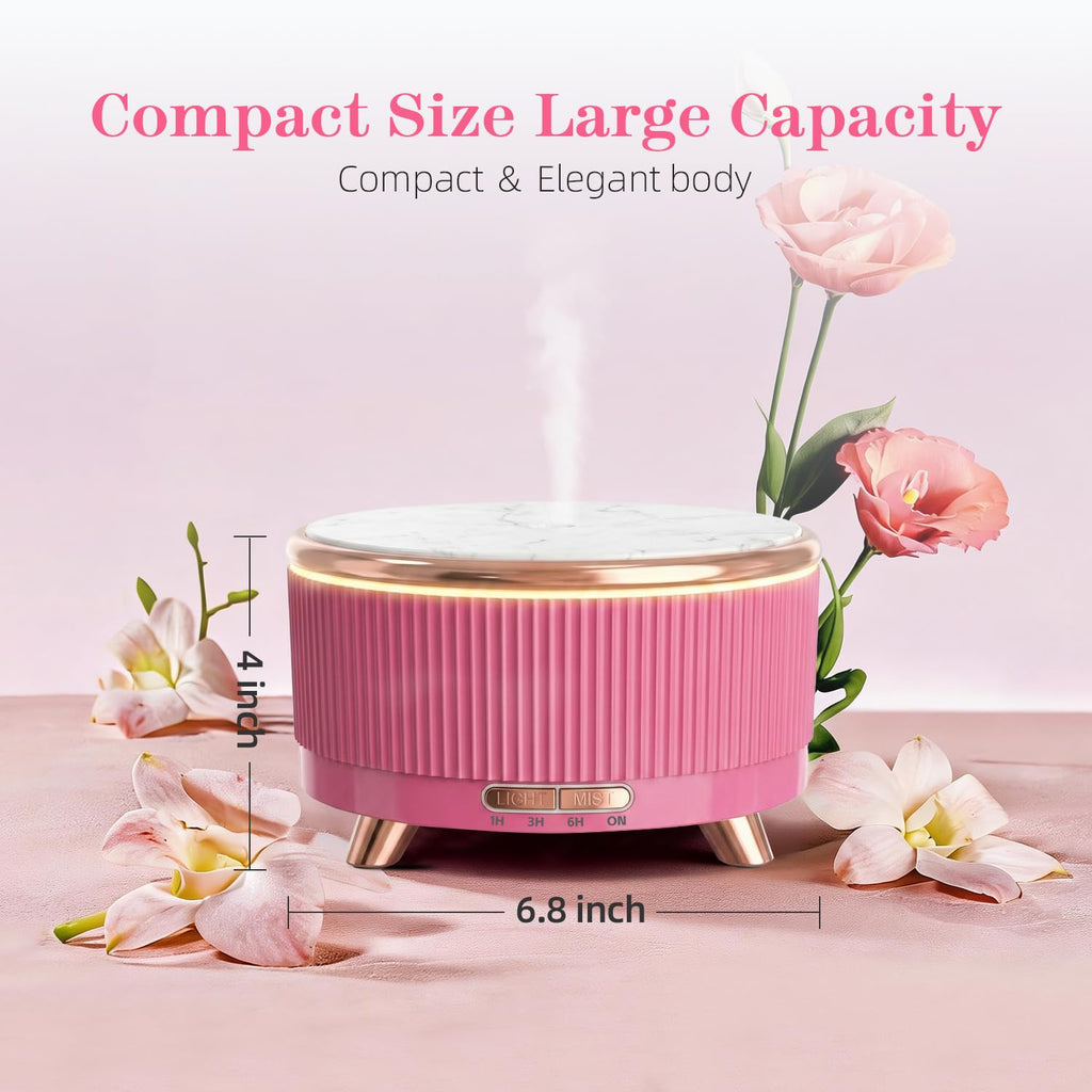 500ML Large Capacity Essential Oil Diffuser, Ultrasonic Aromatherapy Diffuser with 7 Color LED Lights with Remote Control, Cool Mist Humidifier, Timed Mist, Auto Shut-Off (Pink)