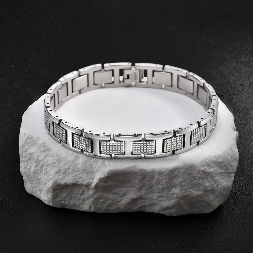 VNOX Mens Silver Bracelet Inoxidable Metal Stainless Steel Link Chain Bracelets Elegant Jewelry Gifts for Men Dad Husband,Adjustable