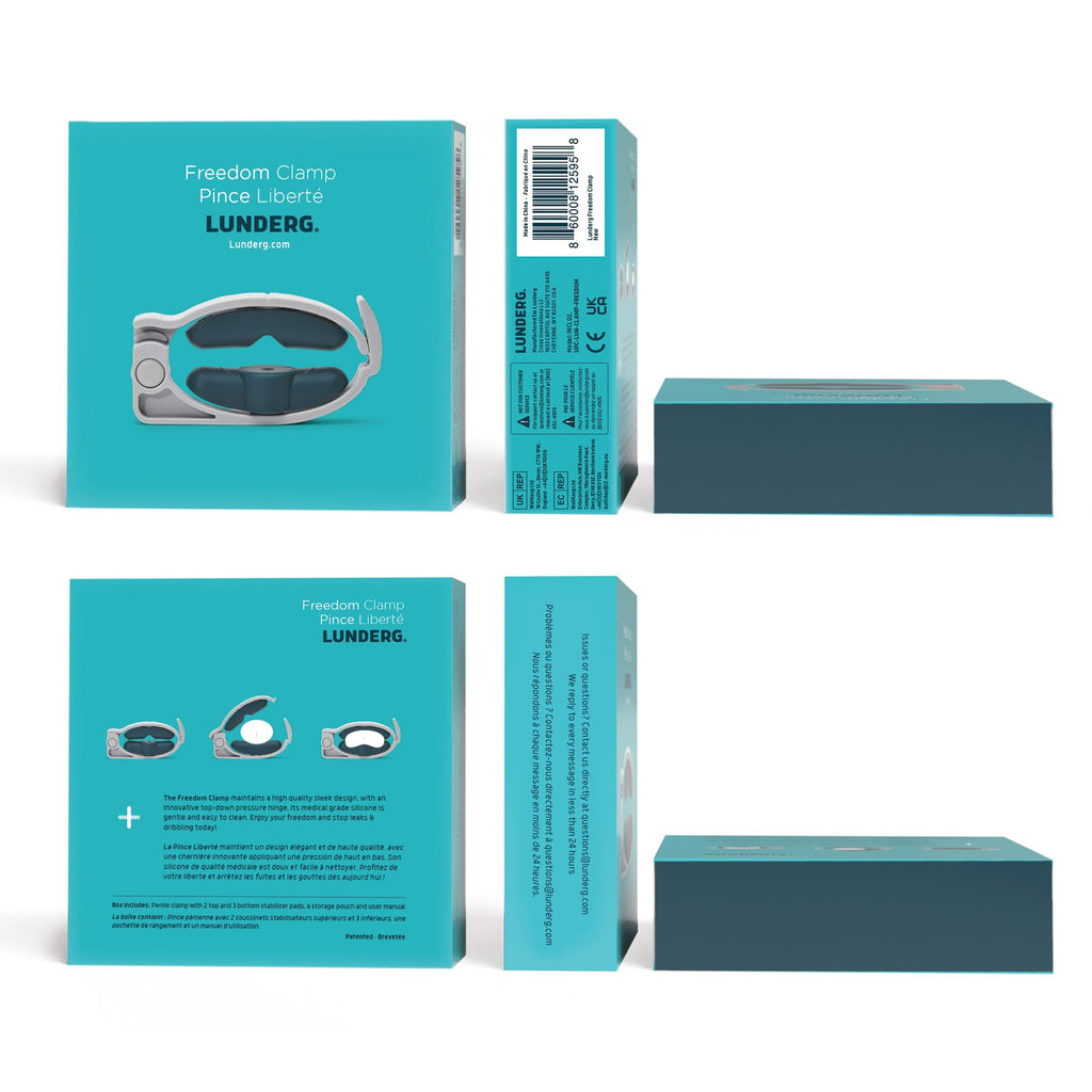 Freedom Clamp by Lunderg - with Innovative Pro-Hinge for Top-Down Pressure & 5 Different Fittings - Totally Customizable Penile Clamp for Incontinence - Mens Incontinence Products
