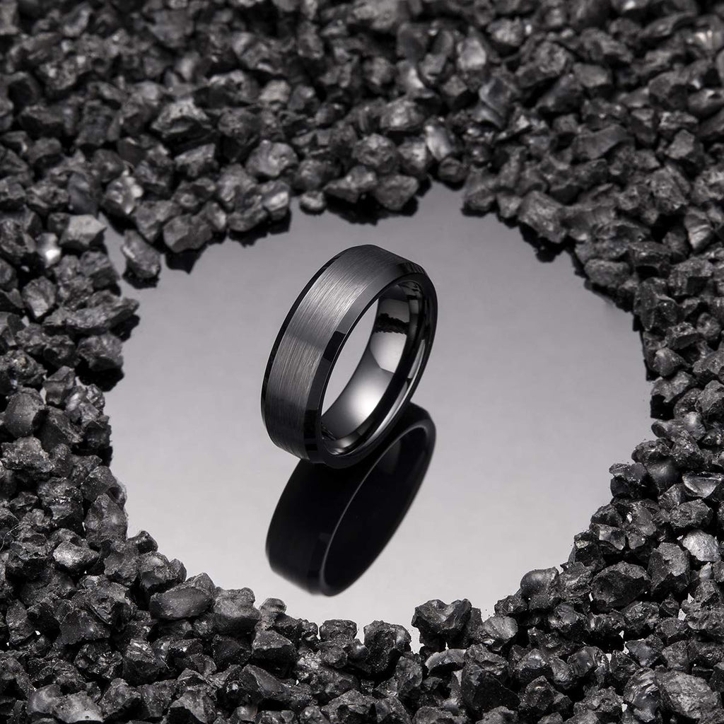 Black Men Tungsten Wedding Band 7mm Size 9