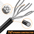 CELYND Black Vinyl Coated Cable - 304 Stainless Steel Wire Rope 1/16 Inch Overmolded to 3/32 Inch for Outdoor Hanging DIY Projects String Lights Trellis Clothesline 200ft