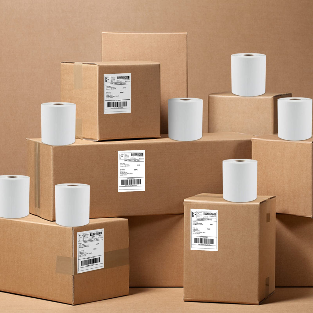 MFLABEL 4x6 Thermal Shipping Labels - 2 Rolls of 250, Perforated & Smudge-Proof Direct Thermal Labels Compatible with Rollo, Zebra, for Amazon UPS FedEx Shopify