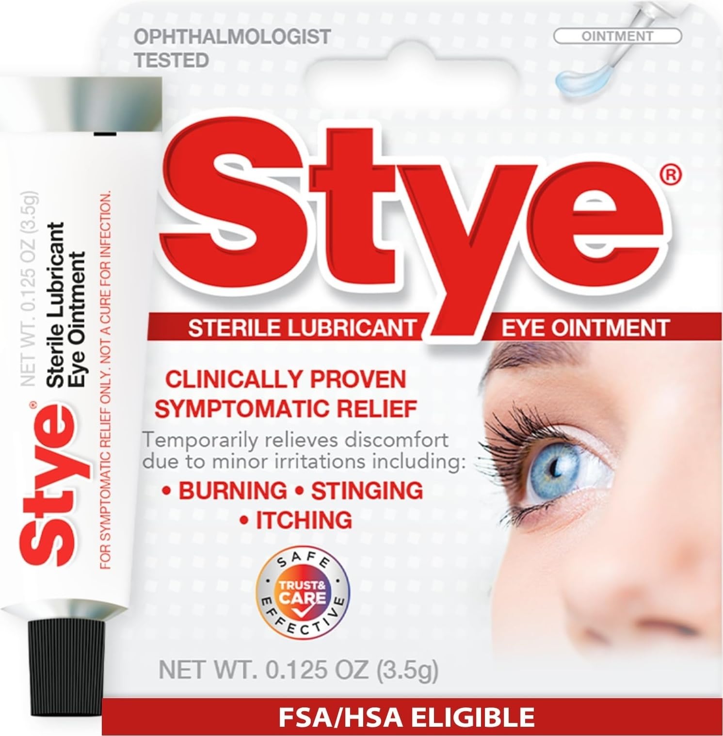 Stye Sterile Lubricant Eye Ointment, Eye Symptom Relief, 0.125oz