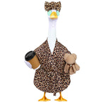 Lady Goose Outfits Brown Leopard Bathrobe Goose Costume for Outdoor Decor