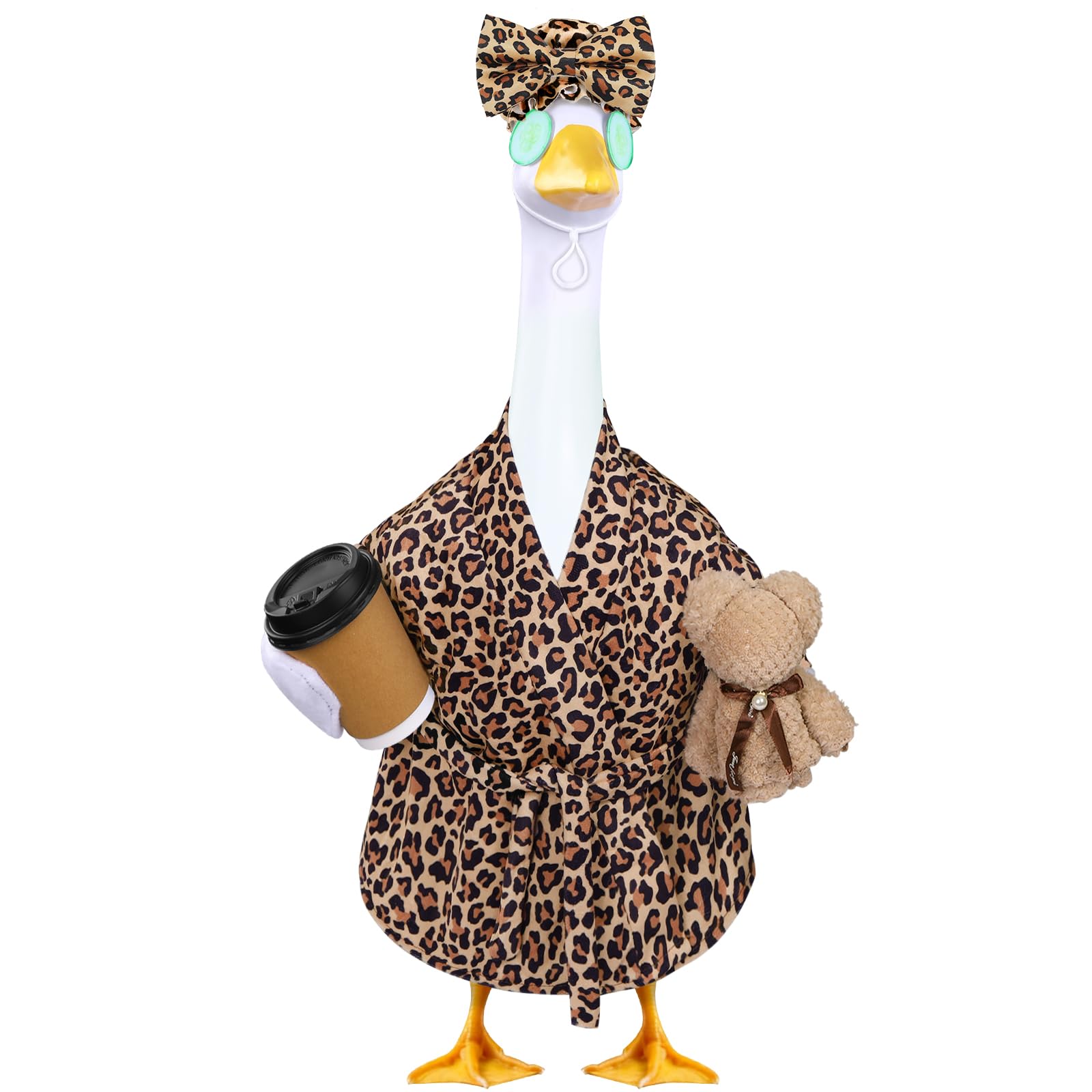 Lady Goose Outfits Brown Leopard Bathrobe Goose Costume for Outdoor Decor