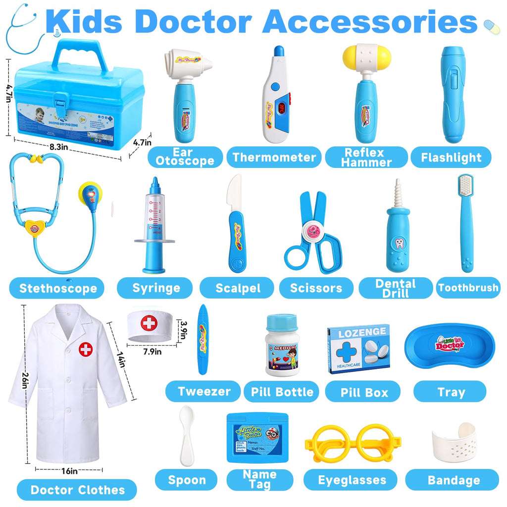 Doctor Kit for 3-5, 21 PCS Pretend Play Set Toys