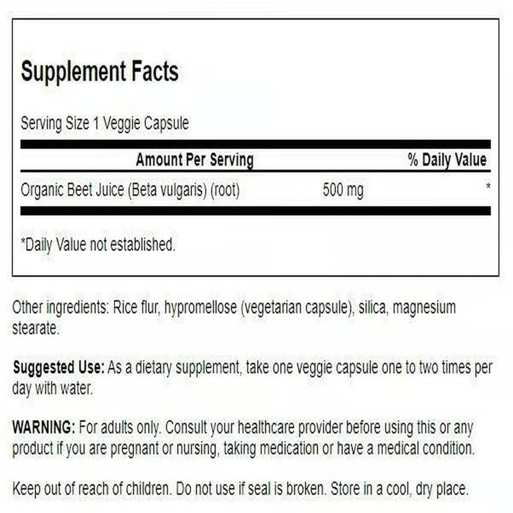 Swanson Made with Organic Beet Juice Freeze Dried 500 Milligrams 60 Veg Capsules (2 Pack)