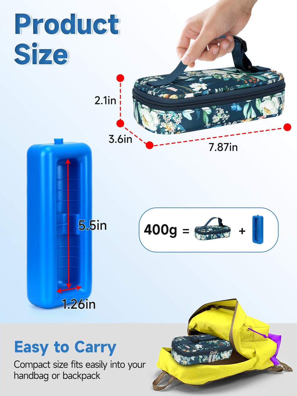 YOUSHARES Peptide Vials Cooler Travel Case - TSA Approved Diabetic Insulin Vial Cooling Bag with Protective Ice Brick, Refrigerated Diabetes Supplies Organizer, GLP-1 Medication Storage