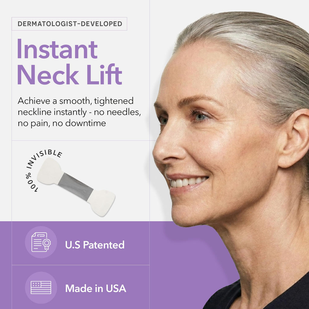 NECK LESS Professional Face Lift Strips – Instant Jawline & Neck Lift Tape | Medical-Grade, Invisible, Waterproof Skin-Tightening Solution | Non-Surgical Facial Tape Kit, 10-Hour Hold (25 Strips)