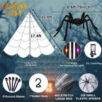 Halloween Giant Spider Web Lights Decorations Outdoor, 16.4Ft 200 LED Lighted Spider Web Light up with 8 Modes for Yard House Decor
