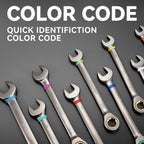 GRENPRO Ratcheting Wrench Set, Combination Wrench Set Metric And Standard & SAE With Color Ring, 1/4" to 3/4" & 6-18mm, 23PC Open End Ratchet Wrenches With Roll Up Pouch, CRV Socket Mechanic Tool Sets