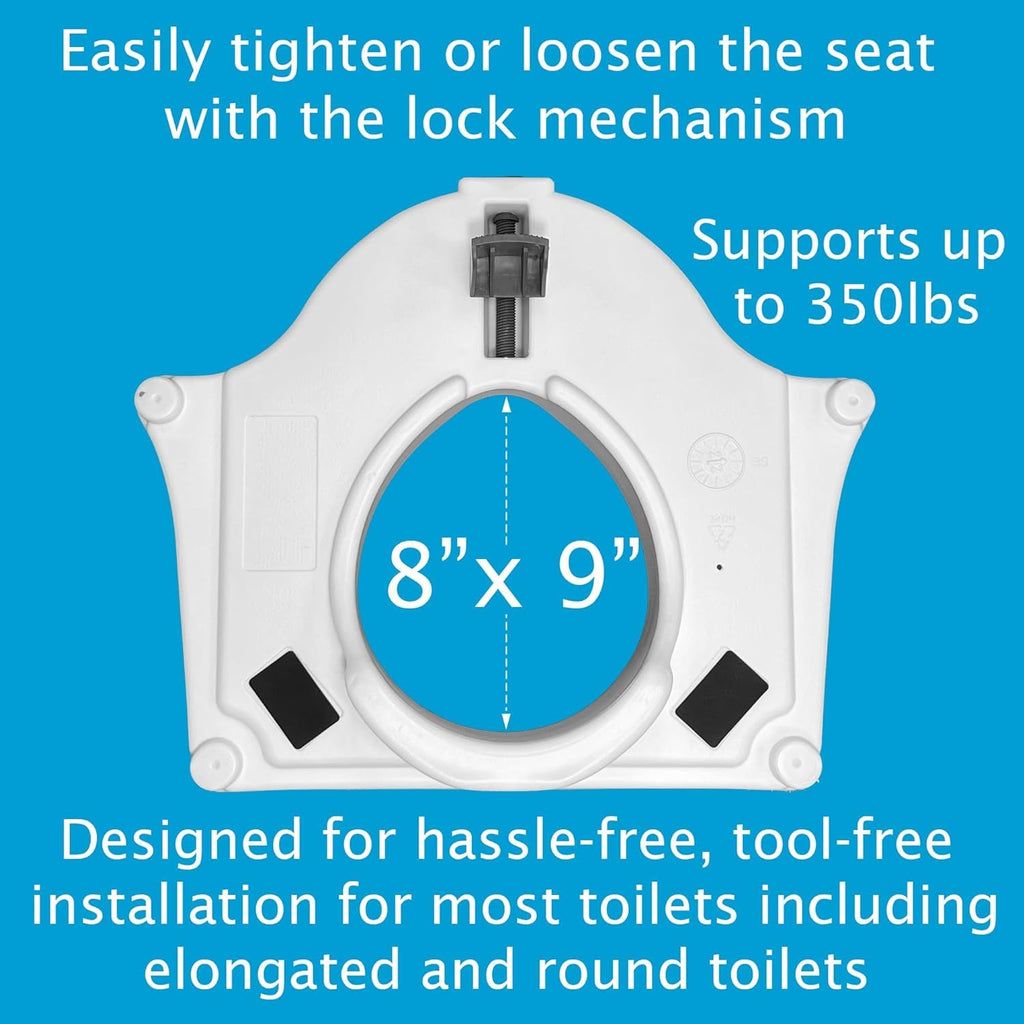 Carex E-Z Lock Raised Toilet Seat with Handles, 4.5 Inch Toilet Seat Riser with Arms, Toilet Riser Fits Most Toilets, Elongated or Round, Toilet Seat Lifter, White