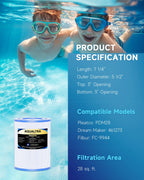 AQUALTRA Spa Filter Replacement for PDM28, Compatible with Dream Maker 461273, FC9944, FC-9944 Cartridges, SD-01392, 28 sq.ft. 5 1/2" x 7 1/4" Drop in Hot Tub Filter 2 Pack