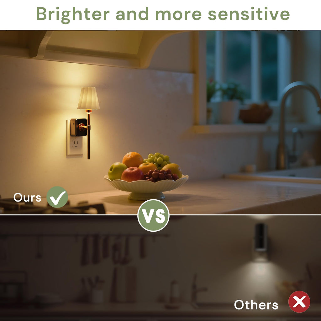 L LOHAS LED Night Lights Plug into Wall, 2 Pack Pleated Fabric Cover Night Light, Dusk to Dawn Sensor Vintage Nightlight, 0-100LM Dimmable, for Bedroom Living Room Hallway