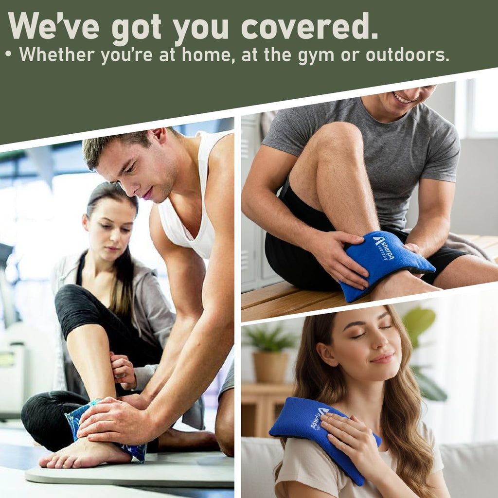 SHERPA THERAPY 4PK Flexible Gel Ice Packs for Injuries Reusable - Gel Ice Pack Cold Compress for Knee, Back, Neck, Wrist, Hand, Elbow, Ankle Pain Relief - 9.5" x 4.5"