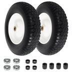 4.80/4.00-8 Wheelbarrow Tire Flat Free, 16'' Tire and Wheel 330LB Load Capacity, with 5/8" & 3/4" Bearings, 3''-4''-6''-7'' Adjustable Hub for Garden Cart, Hand Truck, Trolley, Wagon, 2 Pack