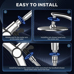 Rain Shower Head with Handheld,Dual Shower Head with Hose,Detachable 10" High Pressure Shower Head Combo with 9 Settings Shower Spray Built-in Magnetic Docking & Power Wash Mode (Chrome)