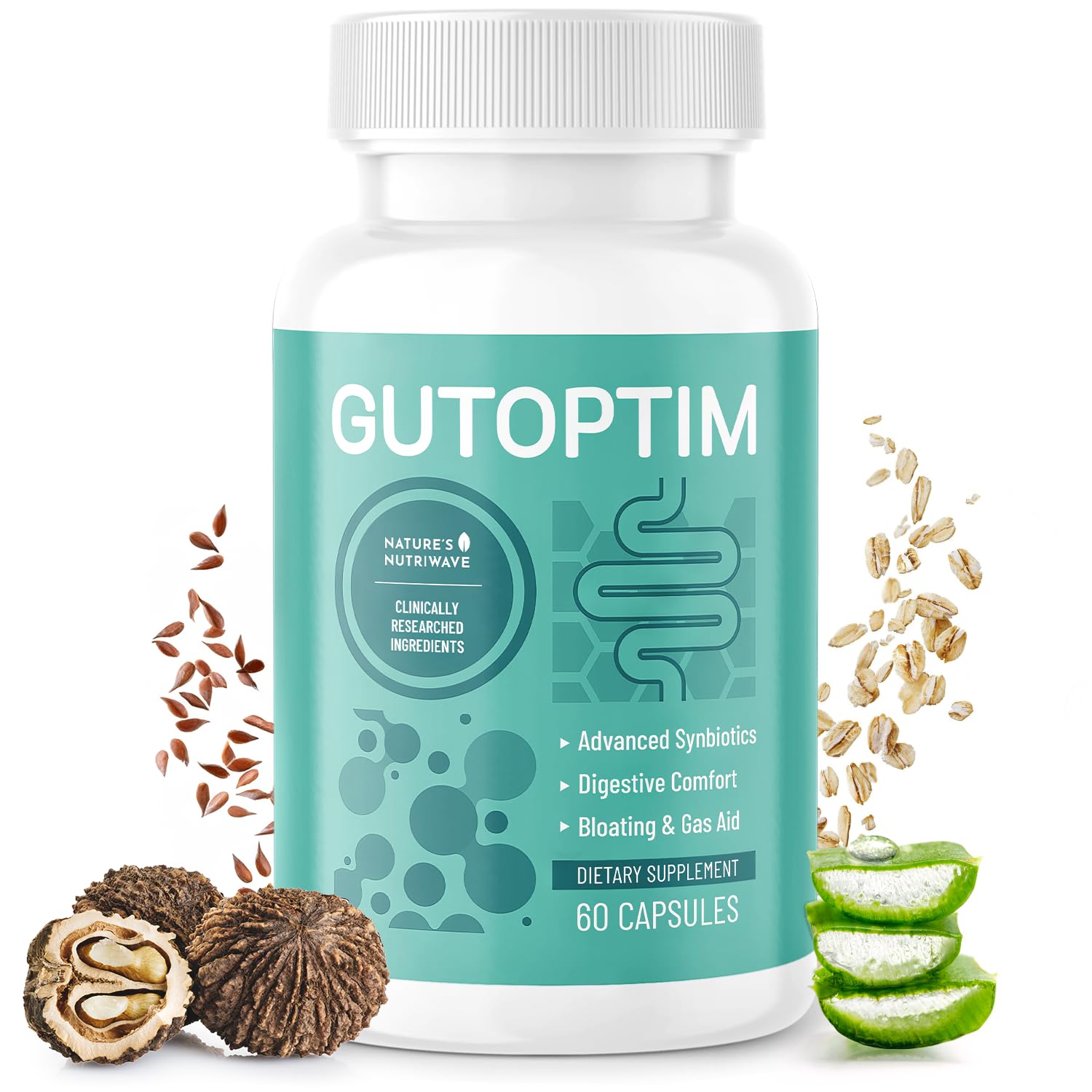 GutOptim – Pre & Probiotic Enzyme Capsules – 60 Ct, 1 Month Supply