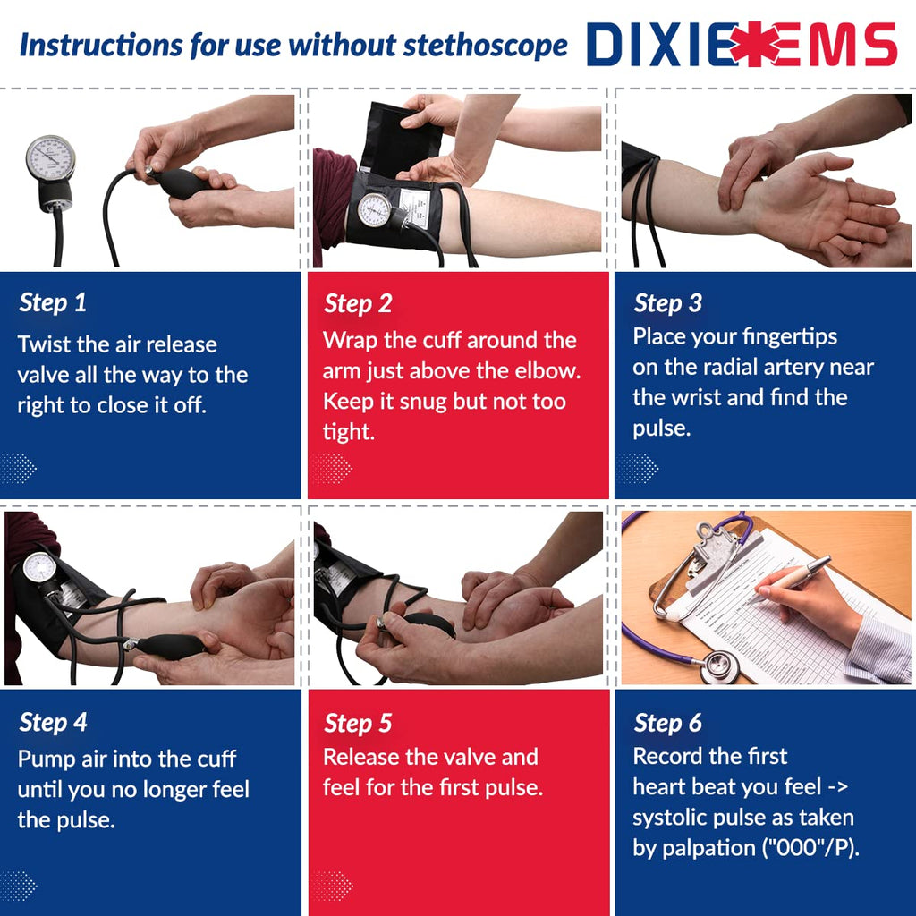 Dixie Ems Deluxe Aneroid Sphygmomanometer Blood Pressure Set W/Adult Cuff, Carrying Case and Calibration Tool - Navy