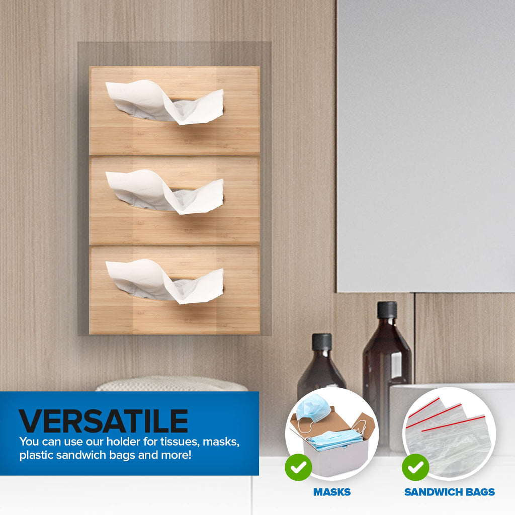 Stock Your Home Triple Acrylic Glove Dispenser, 2 Pack, Wall Mount