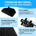 UDUK Broom with Dustpan Combo Set and Silicone Air Broom Kit, 51" Long Handle Floor Squeegee, Black Household Kit for Glass Window Rugs Pet Hair Home